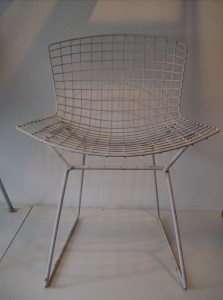 Original Vintage Harry Bertoia wire chairs in white - could use a repainting, but look good as is - they come w/orginal Knoll seat pad (discolored) - 3 available at (SOLD)
