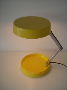 Killer vintage adjustable metal desk lamp - really nice condition - bright yellow - (SOLD)