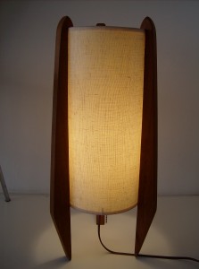 Mid-century modern teak rocket style table lamp - measures - 21" high - (SOLD)