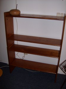 Super functional 4 level teak bookcase/shoe shelf - many many uses - some marks - not perfect - (SOLD)