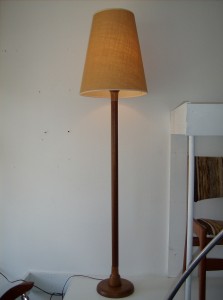 Handsome Mid-century modern teak floor lamp w/original cone shade - excellent condition - perfect for a warm yet minimalist look - (SOLD)
