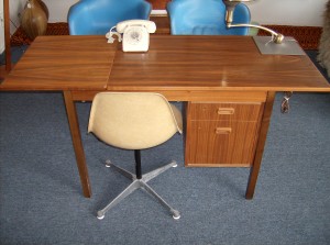 A wonderful vintage desk made in Sweden - great for small spaces as it has a drop down leaf (for when not in full use) - yours for only - (SOLD)