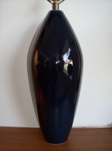 Absolutely stunning Vintage ceramic lamp base in Midnight blue by designer's Lotte and Gunnar Bostlund - this design is no longer produced...Base only - it stands just over 18" - (SOLD)