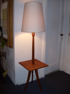 Incredible Mid-century modern teak floor lamp with a built-in table - what a fabulous design - excellent condition - (SOLD)