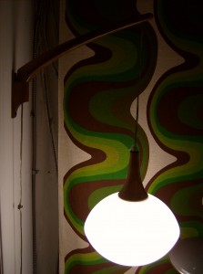 Quite striking Mid-century modern wall light - walnut arm and stem/w a lovely frosted glass shade - (SOLD)