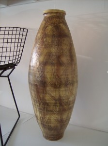 A striking rare ceramic vase by world renowned Canadian potters Theo and Susan Harlander - a must have collector's piece - this piece stands 31" tall - $3900