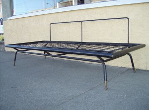 Spectacular metal daybed by the Arrow Bedding Co. of Toronto, 1956 - incredibly well made - all you need is some foam and fabric of your choice and you are good to go....frame only - measures 73"L x 30.5"D X Back H- 25.5" x Seat H - 13" - a pretty RARE find  $495